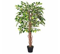 Ficus Homescapes de 122 cm, árbol con tallos de madera reales, planta artificial con hojas de réplica
