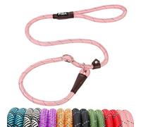 Fida Correa deslizante para perros, 1,2 m, correa de entrenamiento para perros, sin tirones, sin estrangulamiento, no necesita collar o arnés (rosa)