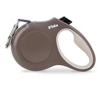 Fida Correa retráctil para Perro, 5 m, Resistente, para Perros pequeños y medianos de hasta 20 kg, sin enredos, Freno con una Sola Mano (Mediano, café)