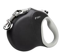 Fida Correa retráctil para perro, 8 m, sin enredos, extensible con cinta de nailon resistente, correa retráctil extra larga para perros grandes de hasta 50 kg, color negro