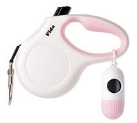 Fida Correa retráctil para perros para raza X-Small/Small de hasta 8,2 kg, 3 m Pet Walking Leash con dispensador y bolsas de caca, mango antideslizante, cinta reflectante de nailon fuerte, freno con una mano (XS, blanco)