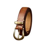 FIDDAA Leather Belt for Women Ladies Skinny Distressed Strap for Jeans Dress Pants with Gold Buckle,2.3cm (0.9'') Wideth(Brown,100cm/39)