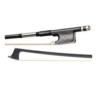 Fiddlerman Arco de viola de fibra de carbono negro con recubrimiento en polvo, rana de ébano montada en cobre, hecha a mano con pelo de caballo siberiano sin blanquear