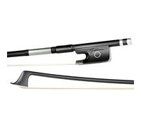 Fiddlerman Arco de violonchelo de fibra de carbono negro recubierto de polvo de cobre montado rana de ébano hecho a mano con pelo de caballo siberiano sin blanquear 4/4