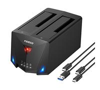 FIDECO Estación de Acoplamiento del Disco Duro, USB 3.2 Gen 1 Base de Conexión para SATA HDD o SSD de 2.5"/3.5", Con Cable USB A a USB C, Apoya Clon Sin Conexión
