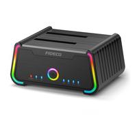 FIDECO Estación de Acoplamiento para Disco Duro, Base USB 3.0 para Disco Duro SSD SATA de 2.5 y 3.5 Pulgadas, estación de Acoplamiento para HDD con Luces RGB, Admite clonación sin conexión y UASP