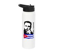 Fidel Castro Cuba Revolution cigarro Demo Bandera Stainless Steel Insulated Water Bottle