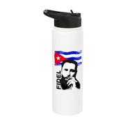 Fidel Castro Cuba Revolution Demo Bandera Stainless Steel Insulated Water Bottle
