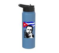 Fidel Castro Cuba Revolution Demo Bandera Stainless Steel Insulated Water Bottle