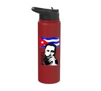Fidel Castro Cuba Revolution Demo Bandera Stainless Steel Insulated Water Bottle