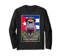 Fidel Hippo Revolucionario Cubano Hipopótamo Manga Larga