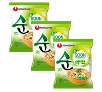 Fideos instantáneos vegetales estilo coreano 112 g Pack 3 (3x112 g) Noodles veganos para sopa rápida lista en 4,5 min, cuenco 500 ml