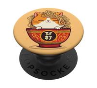Fideos para Gatos y Ramen | Anime japonés y Kawaii, Lindo Gato PopSockets PopGrip Adhesivo