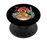 Fideos Ramen de Pastor alemán japonés Ukiyo-e Kawaii Art PopSockets PopGrip Adhesivo
