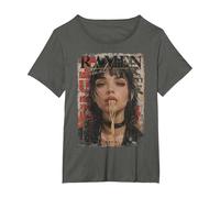 Fideos Ramen Japon Retro Vintage Y2K Moda Kawaii Manga Anime Camiseta, Mujer Tallas Grandes, Asfalto, 1XL Grande