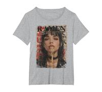 Fideos Ramen Japon Retro Vintage Y2K Moda Kawaii Manga Anime Camiseta, Mujer Tallas Grandes, Gris Jaspeado, 1XL Grande
