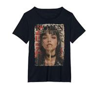 Fideos Ramen Japon Retro Vintage Y2K Moda Kawaii Manga Anime Camiseta, Mujer Tallas Grandes, Negro, 4XL Grande