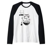 Fideos Ramen Retro japoneses Fuji Ramen Cat Camiseta Manga Raglan