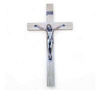 FIDES RELIGIOUS Crucifijo de pared - Artesanal fabricado en Italia Cristo e INRI chapado en plata 999 - Crucifijos de pared de madera, cuidado y precisión de los detalles de Jesús crucificado - 32 x