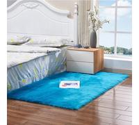 FIDFDID Faux Sheepskin Fur Rug,Woolen Rug,Longhair Fur Look,Soft Furry Rugs for Bedroom Bedside Living Room (60x90cm,Light Blue)