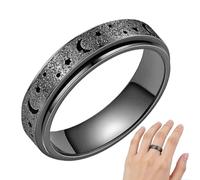 Fidget Rings for Women - Joyería giratoria del dedo - Hollowed Star and Moon Ajustable Fidget Ring,for Classroom Stress Focus Travel Adult Student Meditation Aid Public Speaking Airplane