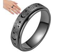 Fidget Rings Women - Rotating Finger Jewelry | Hollowed Star and Moon Adjustable Anxieties Ring with Smooth Spin, Stress Relief Meditation Aid for Focus, Public Speaking, Travel