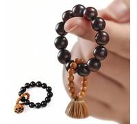 Fidget Spinner de ébano con diseño de loto, estilo asiático, para salud y bienestar, amuleto de buena suerte, madera de ciprés, cuentas de 8 mm, regalo unisex