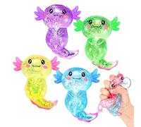 Fidget Squeeze Toy - Thermoplastic Rubber 8x10cm | Fidget Toy, 4-Piece Salamander Design Dough | Sparkling Fidgets Animals for Children Adults Teens Indoor Classroom Workplace Travel Home Birthday