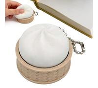 Fidget Toy Keychain, Steamed Bun Design Keyring, 4 Inches Slow Rising Stress Ball, Cute Sensory Relief Toy with Chain, Portable Accessory for Kids Adults Students Preschool Classroom Birthday