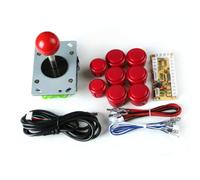 FidgetGear Kit de juego de arcade para Retropie: codificador USB para PC, joysticks, botones pulsadores, color rojo