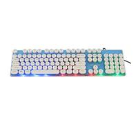 FidgetGear Steampunk - Teclado mecánico retroiluminado con cable para juegos, diseño retro redondo, color azul