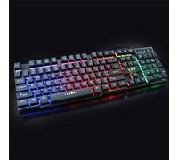 FidgetGear Teclado mecánico retroiluminado superior con cable USB iluminado ergonómico para juegos de PC + mouse solo teclado