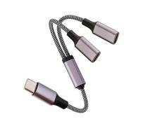 Fidioto Cable divisor USB C (10 pulgadas de largo), divisor USB 1 en 2 salidas, 1 adaptador USB C a USB C hembra dual compatible con transferencia de datos, cable divisor tipo C 2 en 1 para
