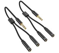 Fidioto Divisor de auriculares TRS macho de 3,5 mm (3 polos), divisor de audio, 1 macho a doble adaptador hembra de 3,5 mm, trenzado de nailon para PS4, PS5, Xbox, Nintendo Switch, PlayStation, iPhone