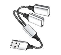 Fidioto Divisor USB A, USB A macho a 2 hembras, divisor USB en Y, divisor USB 1 en 2 salidas compatible con carga y transferencia de datos para impresora/teclado/unidad flash/PlayStation/portátil/LED