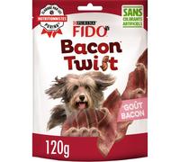FIDO | Bacon Twist | Golosinas | Perro Adulto | Rico en Proteínas, Omega 3 & 6, Vitaminas B y Antioxidantes | Sabor Bacon | Producto en Francia |Bolsa | Lote de 6 x 120g