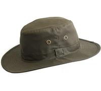 Fidra - Sombrero impermeable encerado con ojales, verde oliva, 7.5