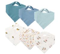 FIDWALL 6 Paquetes de Bavios para Bebé en Forma de Bandana, Bavios de Muselina con Presillas Ajustables, Bavios de Bandana para Recién Nacidos e Infantes (Niño)