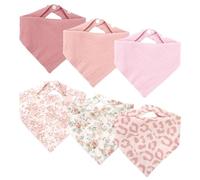 FIDWALL 6 Paquetes de Bavios para Bebé en Forma de Bandana, Bavios de Muselina con Presillas Ajustables, Bavios de Bandana para Recién Nacidos e Infantes (Niña)