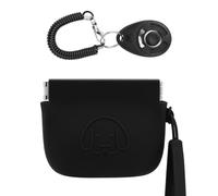 FIDWALL Bolsa de Silicona para Golosinas para Perros,Cierre Automático,con Clicker para Perros,Caminar para Mascotas para Perros y Gatos,Tamaño de Bolsillo,Fácil De Limpiar,Viaje Bolsa（Negro）