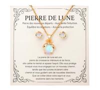 FIDWALL Joyas para Mujer, Collar y Pendientes de Piedra Luna, Regalo para Hija, Mamá, Hermana o Amiga, Set con Tarjeta (Or)