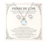 FIDWALL joyas para mujer - collar y pendientes de piedra luna, regalo para mujer, idea original para adolescentes & adultos, hija, mamá, hermana, amiga (Plata)