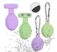 FIDWALL Paquete de 4 Soportes para Airtag compatibles con Apple Air Tag, Estuche para Airtag con Llavero Anti-Pérdida, Anillo de Llavero, Estuche Oculto para Airtag con Alfiler (Verde Menta y Morado)