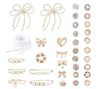 FIDWALL Set de 36 Charms y Accesorios DIY para Zapatos y Calcetines, Lazos, Perlas, Encaje y Pins, Decoraciones Elegantes para Cordones, Complementos para Personalizar tu Estilo Diario
