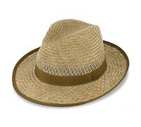 fiebig Bogart Sombrero de Paja | Sombrero de Verano con Cinta y Ribete | Sombrero de Sol de ala Ancha (61-XL)