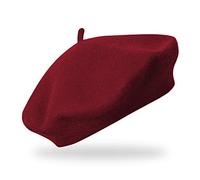 fiebig Boina Hecha de 100% Pura Lana | Beret en un tamaño y Calidad de Lana | Lana Vasca en Muchos Colores (Talla única, Rojo Oscuro)