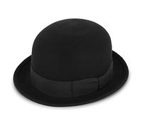 fiebig Bowler con Cinta | Sombrero de Fieltro en 100% Lana para Hombres y Mujeres | Sombrero clásico (57-M, Negro)