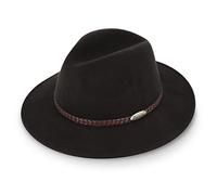 fiebig Casual Traveller Sombrero de fieltro de lana | Crushable & Waterproof Rollhut con correa de cuero trenzado, marrón, 59