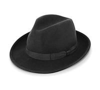 fiebig Fedora Sombrero de Fieltro de Lana | Bogart Sombrero para Mujeres y Hombres | Ajuste Cómodo en Verano e Invierno | Gorra clásica (58-L, Negro)