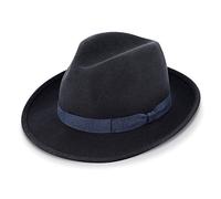 fiebig Fedora Sombrero de Fieltro de Lana | Bogart Sombrero para Mujeres y Hombres | Ajuste Cómodo en Verano e Invierno | Gorra clásica (58-L, Azul Marino)